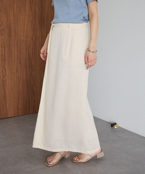 ウォッシャブル リネンライクラップ風スカート