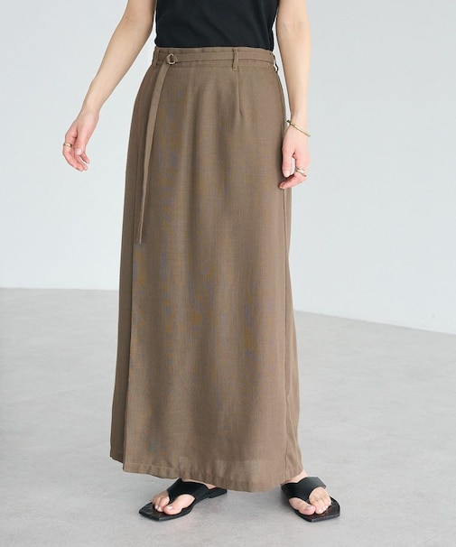 ウォッシャブル リネンライクラップ風スカート
