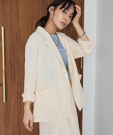 ウォッシャブル リネンライクオーバーサイズジャケット
