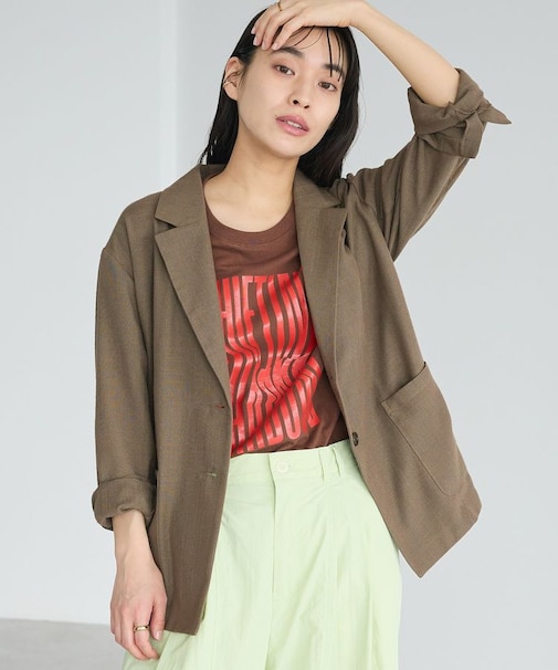 ウォッシャブル リネンライクオーバーサイズジャケット