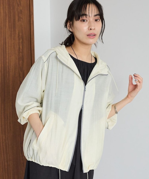 アプワイザーリッシェ　ZIPシアーブルゾン ホワイト　白　サイズ1（S相当） Apuweiser-riche（アプワイザーリッシェ）の「〈洗える〉シアーニット