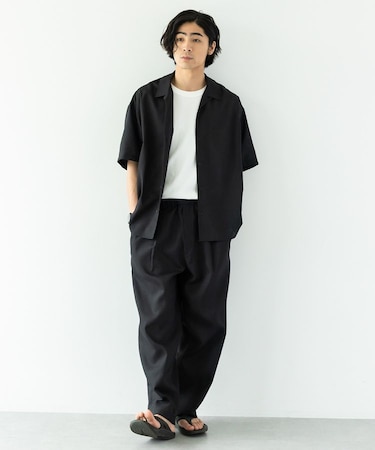半袖リネン混セットアップ