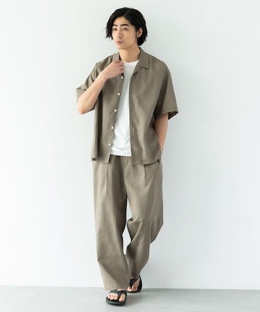 半袖リネン混セットアップ