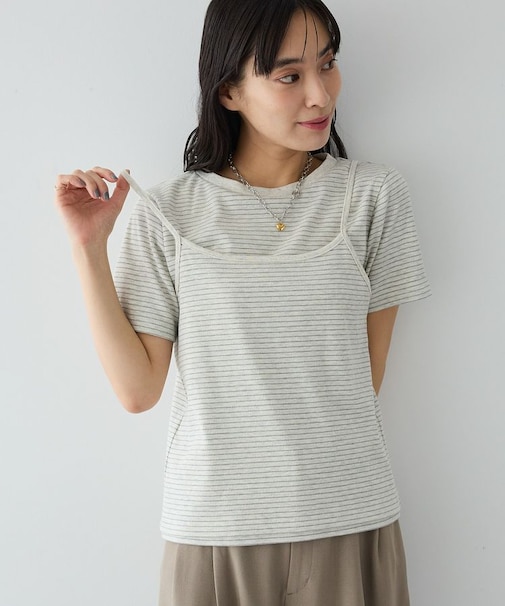2点セット/ボーダーキャミ+Tシャツ