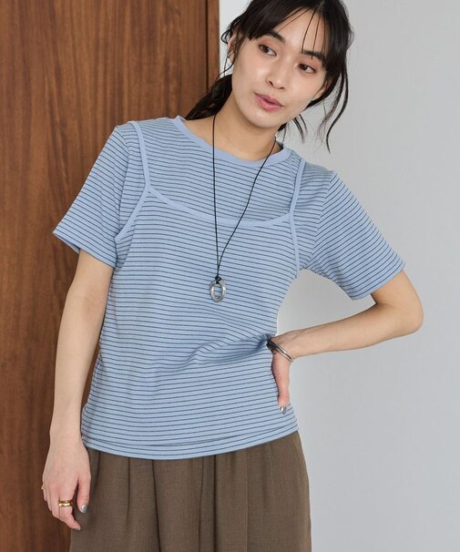 2点セット/ボーダーキャミ+Tシャツ