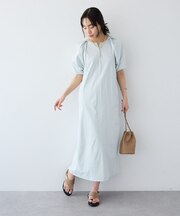 UVカット ポーチ付きバルーンスリーブワンピース