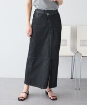 接触冷感/吸水速乾 アシンメトリーデニムスカート