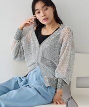 Vネックメッシュカーディガン