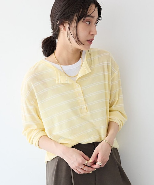 シアーボーダーヘンリーネックロンT