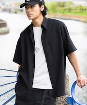 接触冷感/吸水速乾/UVカット Fluxaire オーバーサイズレギュラーカラーシャツ