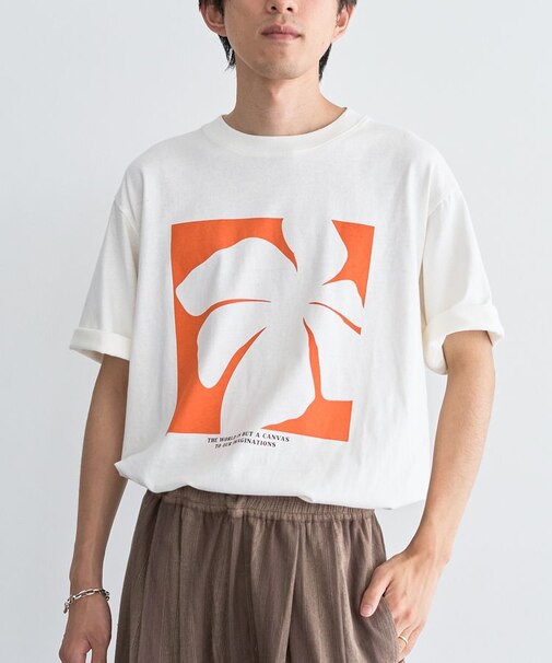 フラワープリントグラフィックTシャツ