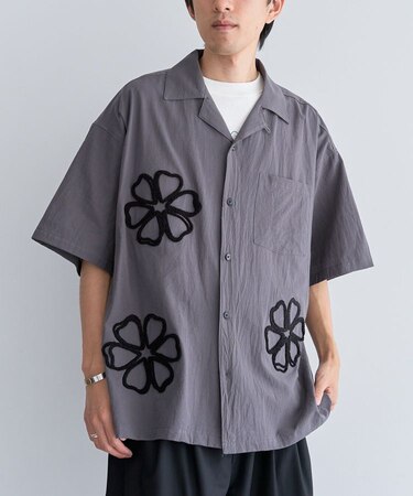 花柄オープンカラーシャツ