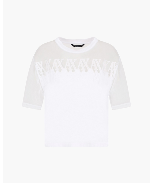 ARMANIアルマーニエクスチェンジロゴ メッシュクロップドTシャツ A|X アルマーニ エクスチェンジ】AXロゴ メッシュクロップドT
