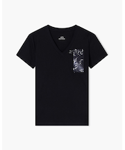 【A|X アルマーニ エクスチェンジ】ブロッサムプリント 半袖VネックTシャツ