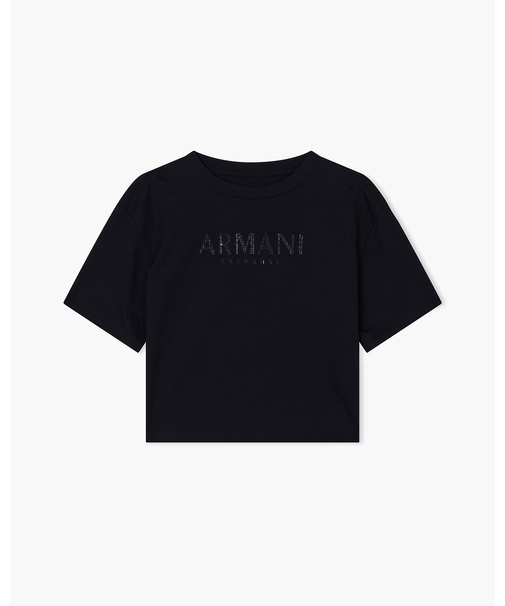 【A|X アルマーニ エクスチェンジ】AXロゴ クロップド 半袖クルーネックTシャツ