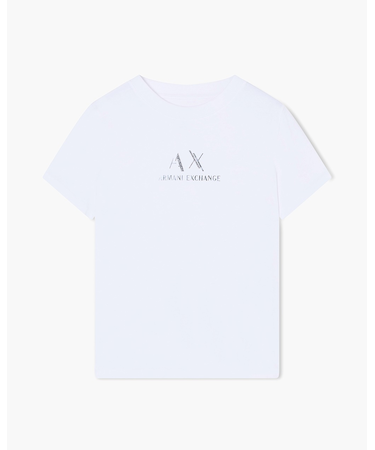 【A|X アルマーニ エクスチェンジ】グリッターロゴ 半袖クルーネックTシャツ