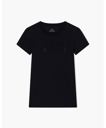 【A|X アルマーニ エクスチェンジ】ストーンロゴ 半袖クルーネックTシャツ