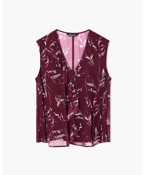 【A|X アルマーニ エクスチェンジ】ブロッサムプリント シフォンブラウス