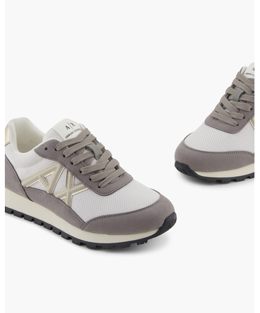 【A|X アルマーニ エクスチェンジ】AXロゴ ミックスマテリアル レースアップスニーカー