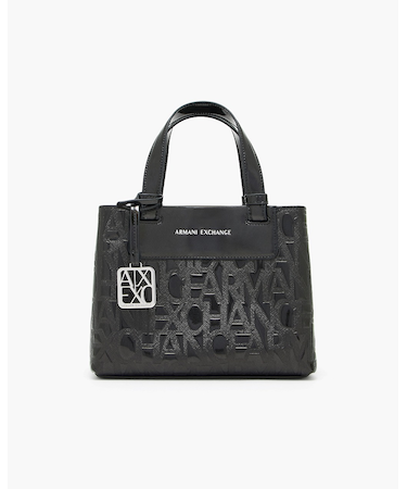 【A|X アルマーニ エクスチェンジ】オールオーバーエンボスロゴ ミニハンドバッグ