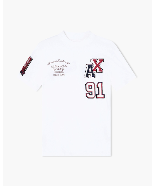 【A|X アルマーニ エクスチェンジ】パッチデザイン 半袖クルーネックTシャツ