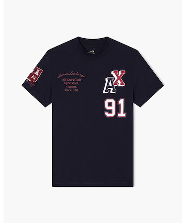 【A|X アルマーニ エクスチェンジ】パッチデザイン 半袖クルーネックTシャツ
