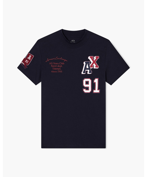 【A|X アルマーニ エクスチェンジ】パッチデザイン 半袖クルーネックTシャツ