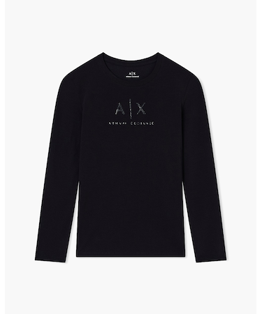 【A|X アルマーニ エクスチェンジ】AXロゴ 長袖クルーネックTシャツ