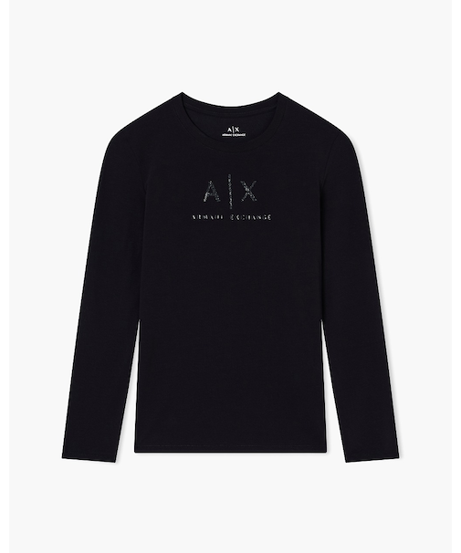 【A|X アルマーニ エクスチェンジ】AXロゴ 長袖クルーネックTシャツ