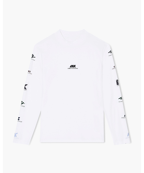 【A|X アルマーニ エクスチェンジ】ランダムロゴ 長袖クルーネックTシャツ