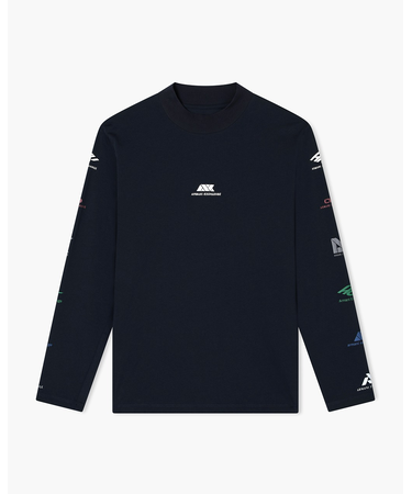 【A|X アルマーニ エクスチェンジ】ランダムロゴ 長袖クルーネックTシャツ