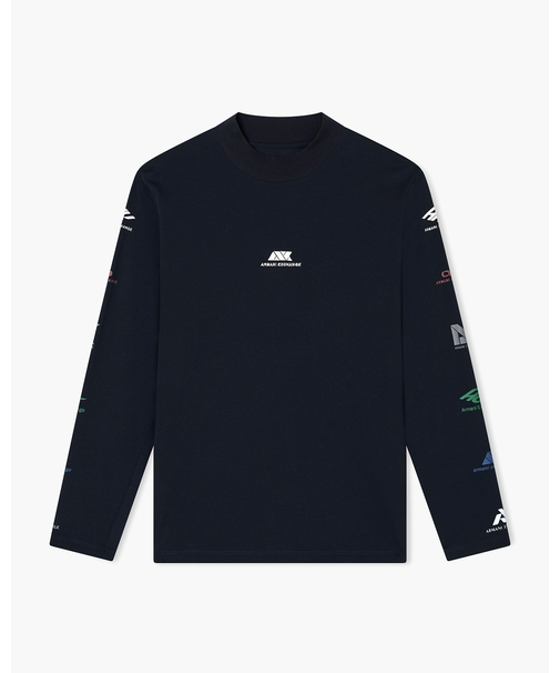 【A|X アルマーニ エクスチェンジ】ランダムロゴ 長袖クルーネックTシャツ