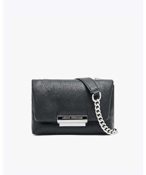 Armani ブラック ショルダーバッグ A|X アルマーニ エクスチェンジ】A|Xロゴ フラップミニ