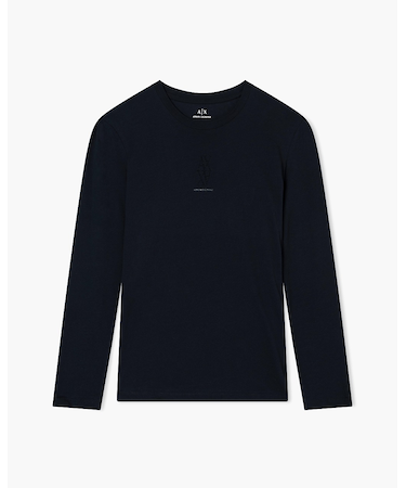 【A|X アルマーニ エクスチェンジ】ストーンロゴ 長袖クルーネックTシャツ