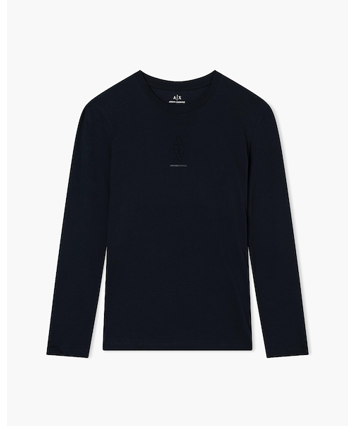 【A|X アルマーニ エクスチェンジ】ストーンロゴ 長袖クルーネックTシャツ