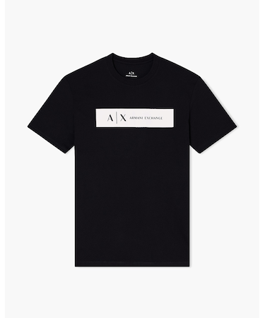 【A|X アルマーニ エクスチェンジ】スクエアロゴ 半袖クルーネックTシャツ