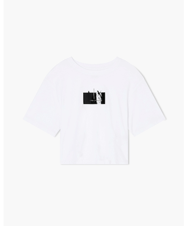 【A|X アルマーニ エクスチェンジ】AXロゴ クロップド 半袖クルーネックTシャツ