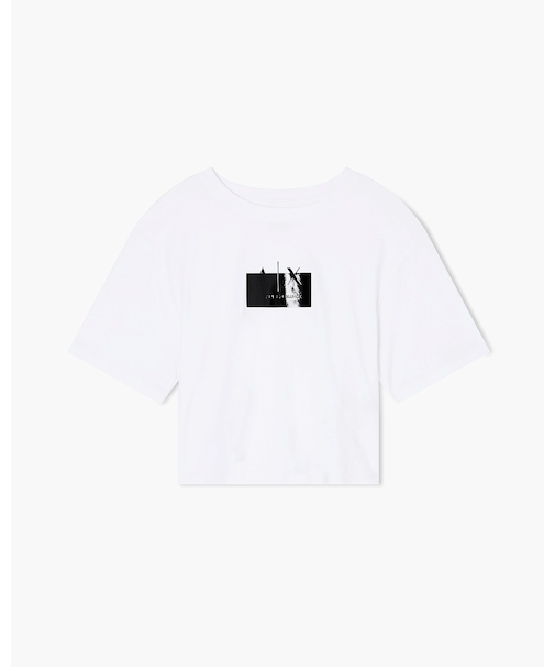 【A|X アルマーニ エクスチェンジ】AXロゴ クロップド 半袖クルーネックTシャツ