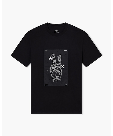 【A|X アルマーニ エクスチェンジ】ピースデザイン 半袖クルーネックTシャツ/REGULAR