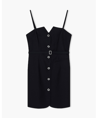 【A|X アルマーニ エクスチェンジ】フロントボタン スリーブレスベルテッドドレス