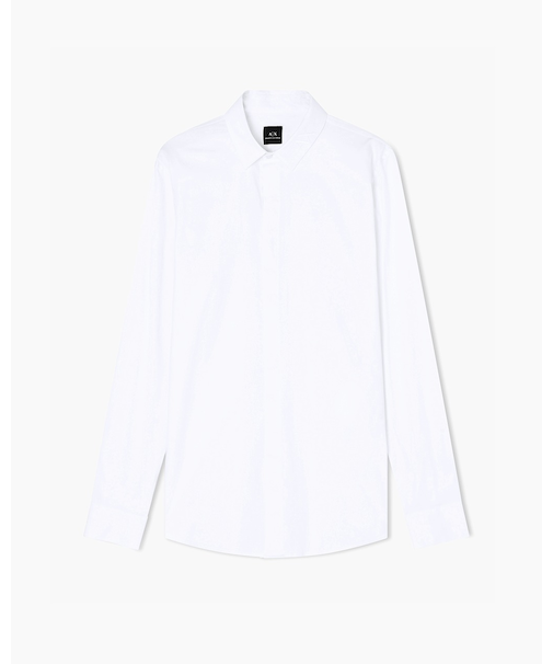 【A|X アルマーニ エクスチェンジ】ストレッチコットンサテン 長袖シャツ/SLIM
