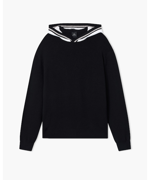 【A|X アルマーニ エクスチェンジ】ロゴ オン フード フーデッドニットプルオーバー