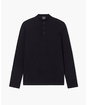 【A|X アルマーニ エクスチェンジ】ヘンリーネック コットンリブ ロングスリーブトップス