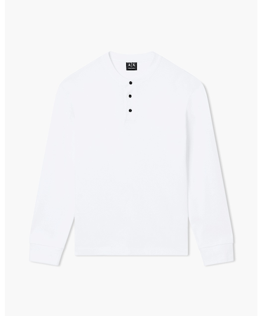 【A|X アルマーニ エクスチェンジ】ヘンリーネック コットンリブ ロングスリーブトップス