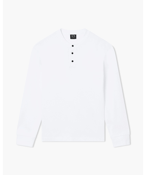 【A|X アルマーニ エクスチェンジ】ヘンリーネック コットンリブ ロングスリーブトップス