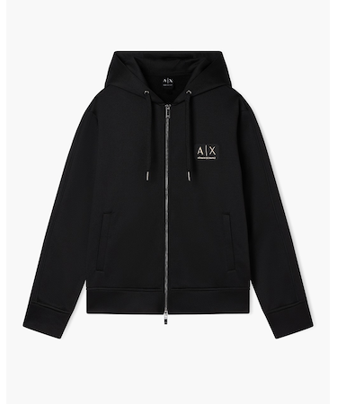 【A|X アルマーニ エクスチェンジ】AXロゴパッチ ジップアップフーデッドスウェットシャツ