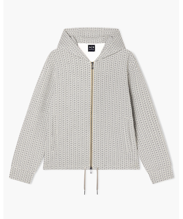 【A|X アルマーニ エクスチェンジ】オールオーバーロゴ ジップアップフーデッドスウェットシャツ