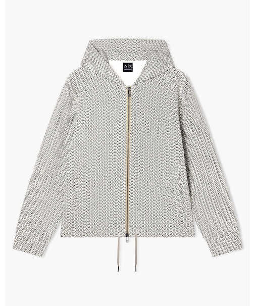 【A|X アルマーニ エクスチェンジ】オールオーバーロゴ ジップアップフーデッドスウェットシャツ