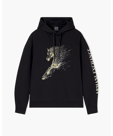 【A|X アルマーニ エクスチェンジ】AXロゴ ホースデザイン フーデッドスウェットプルオーバー