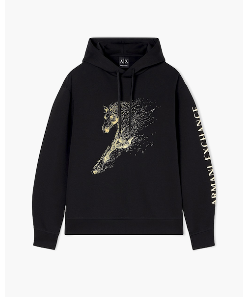 【A|X アルマーニ エクスチェンジ】AXロゴ ホースデザイン フーデッドスウェットプルオーバー